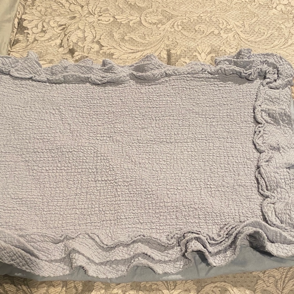 Shabby Chic Light Blue /gray Ruffled Shams